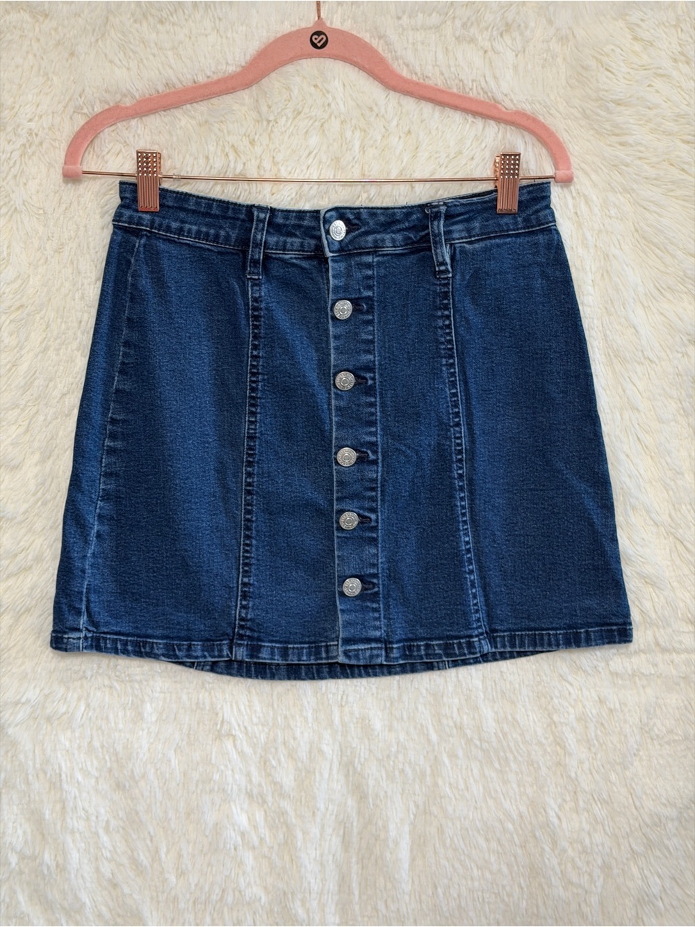 Eighty Two Womens Button Front Denim Mini Skirt M Boho Country Festival Western